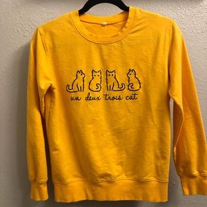 Un Deux Trois Cat crew neck sweatshirt yellow